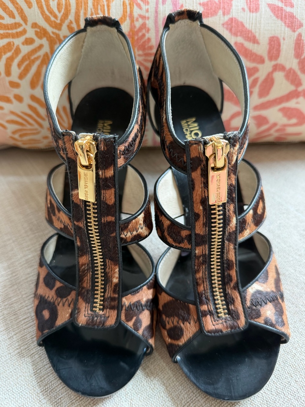 MICHAEL Michael Kors Berkley T-Strap Leopard Haircalf Heels. Women's Size: 6.5